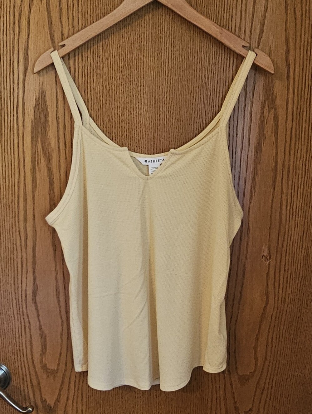 Athleta Pale Yellow Waffle Knit Tank